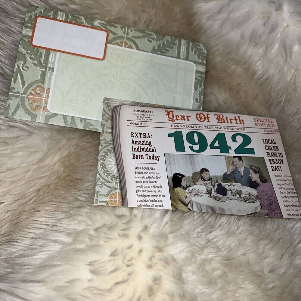 1942 Year Of Birth Happy Birthday Greeting Card By Leanin’ Tree With Envelope